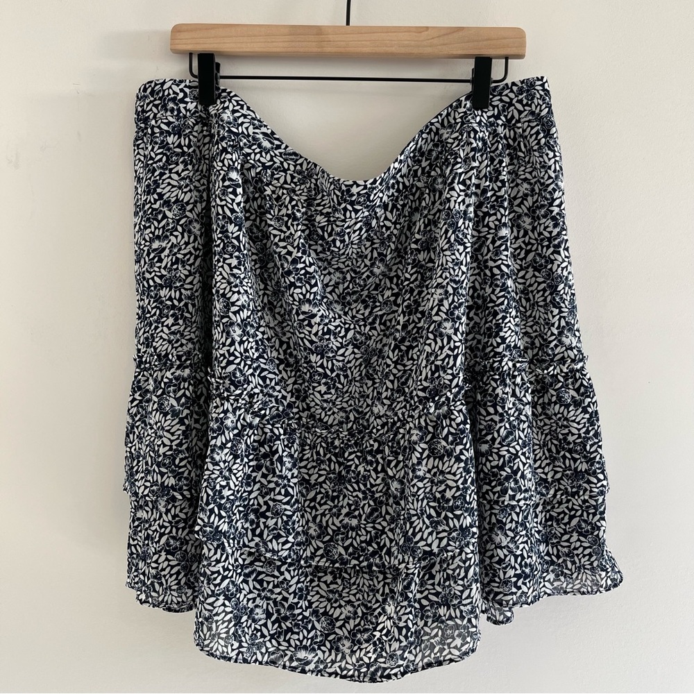 J.Crew Women’s Ruffle Mini Skirt size 2X Floral Tiered Elastic Waist Cottagecore